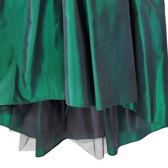 Vintage Formal Party Dress Girl's 12 Green Taffeta Tulle Hi Lo Zipper Tie Back - Picture 4 of 12